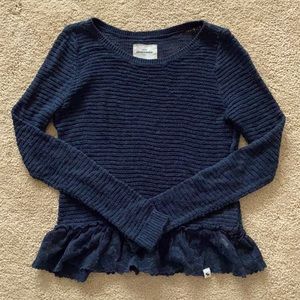 Girls Large Navy Long Sleeve Shirt